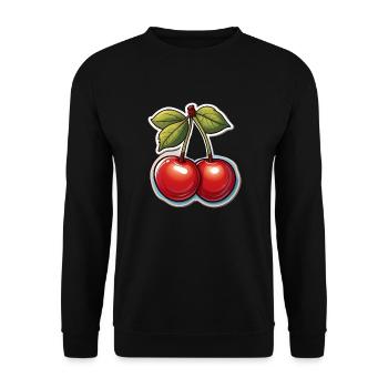 Leckere rote Kirschen - Unisex Pullover - Schwarz - Vorne - Alina (178cm) & Michal (187cm)