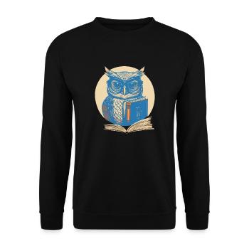 Owl Reading Book - Unisex Sweatshirt - black - Front - Alina (178cm) & Michal (187cm)