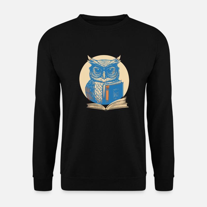 Owl Reading Book - Unisex Sweatshirt - black