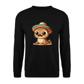 Baby Robbe - Unisex Pullover - Schwarz - Vorne - Alina (178cm) & Michal (187cm)