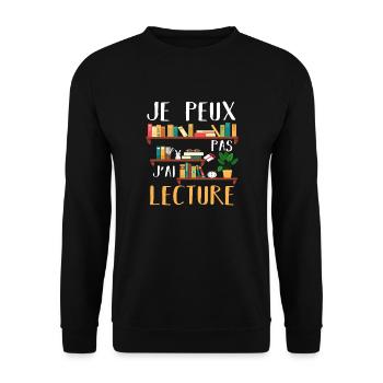 Je peux pas j' ai lecture humour livres cadeau - Sweat-shirt Unisexe - noir - Devant - Alina (178cm) & Michal (187cm)