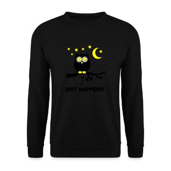 Owl Shit Happens 02 - Unisex Sweatshirt - black - Front - Alina (178cm) & Michal (187cm)