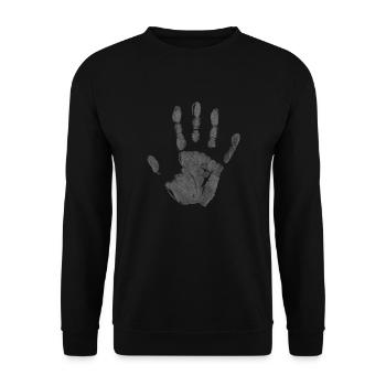 Empreinte de main, identité peinte, doigts et paume - Sweat-shirt Unisexe - noir - Devant - Alina (178cm) & Michal (187cm)