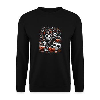 Chat effrayant avec des crânes - Sweat-shirt Unisexe - noir - Devant - Alina (178cm) & Michal (187cm)