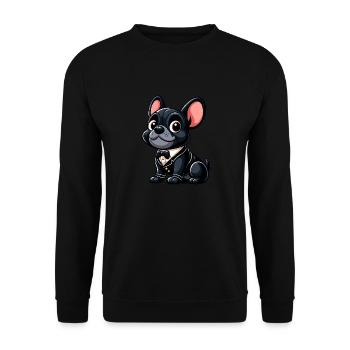 Französische Bulldogge 5 - Unisex Pullover - Schwarz - Vorne - Alina (178cm) & Michal (187cm)