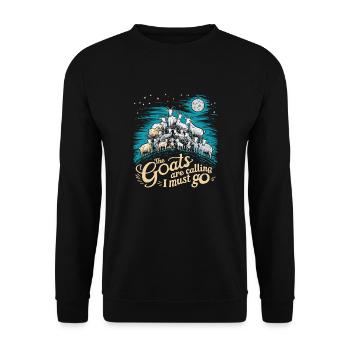 The goats are calling – time to go - Unisex Sweatshirt - black - Front - Alina (178cm) & Michal (187cm)