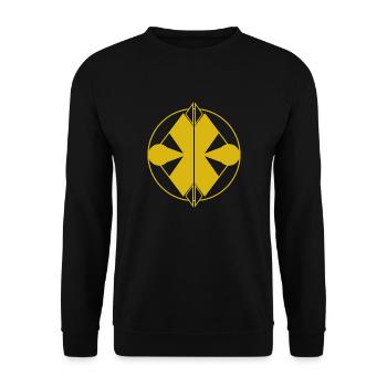 Abstract Yellow Logo – Geometric Minimalism - Unisex Sweatshirt - black - Front - Alina (178cm) & Michal (187cm)