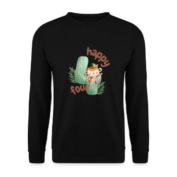 Happy Four Affe Safari - Unisex Pullover - Schwarz - Vorne - Alina (178cm) & Michal (187cm)