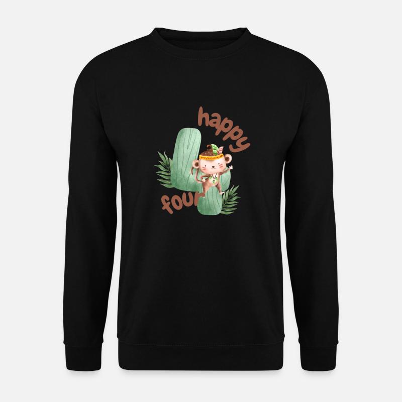 Happy Four Affe Safari - Unisex Pullover - Schwarz
