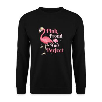 Rose fier et parfait flamant rose oiseau rose - Sweat-shirt Unisexe - noir - Devant - Alina (178cm) & Michal (187cm)