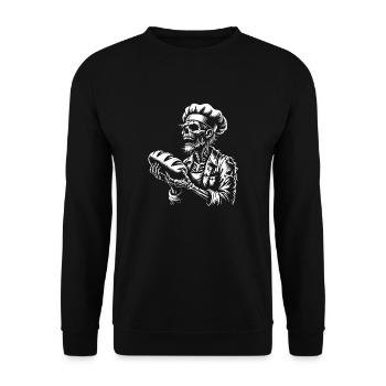 Zombie Bäcker gruseliger Bäcker - Unisex Pullover - Schwarz - Vorne - Alina (178cm) & Michal (187cm)