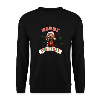 Merry Christmas Dachshund cute Santa Dog - Unisex Sweatshirt - black - Front - Alina (178cm) & Michal (187cm)