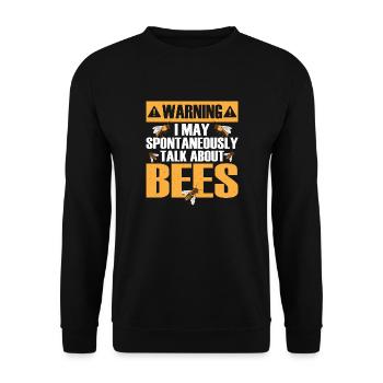 Warning I May Spontaneously Talk About Bees Beekee - Unisex Pullover - Schwarz - Vorne - Alina (178cm) & Michal (187cm)