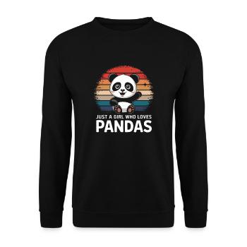 Pandabär Panda Tier Pandas - Unisex Pullover - Schwarz - Vorne - Alina (178cm) & Michal (187cm)