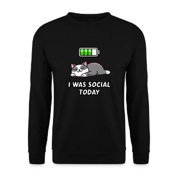 Recharge Mode: I Was Social Today - Unisex Sweatshirt - black - Front - Alina (178cm) & Michal (187cm)