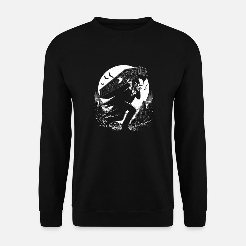 Vampyr bærer sin kiste. Sort og hvid skræmmende - Unisex sweater - sort