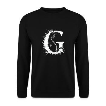 Buchstabe G mit Katze - Unisex Pullover - Schwarz - Vorne - Alina (178cm) & Michal (187cm)