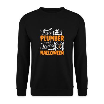 This Plumber Loves Halloween - Unisex Sweatshirt - black - Front - Alina (178cm) & Michal (187cm)