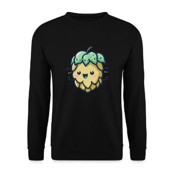 Happy Hop Buddy - Mascotte mignonne de brassage de bière - Sweat-shirt Unisexe - noir - Devant - Alina (178cm) & Michal (187cm)
