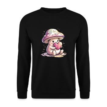 Mush-Love: Pilz mit Herz für dich! - Unisex Pullover - Schwarz - Vorne - Alina (178cm) & Michal (187cm)