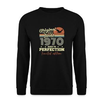 Born in June 1970, June 1970, Born June 1970 June 1970 - Unisex Sweatshirt - black - Front - Alina (178cm) & Michal (187cm)