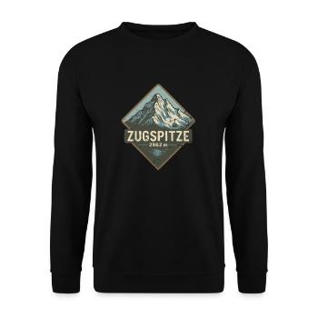 Zugspitze Bergsteiger Vintage Badge 2962m Alpen - Unisex Pullover - Schwarz - Vorne - Alina (178cm) & Michal (187cm)