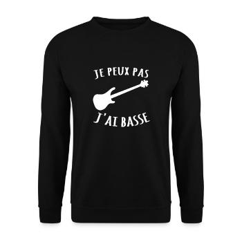 je peux pas j'ai basse guitare - Sweat-shirt Unisexe - noir - Devant - Alina (178cm) & Michal (187cm)