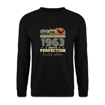 Born in September 1963 September - September 1963 - Unisex Sweatshirt - black - Front - Alina (178cm) & Michal (187cm)