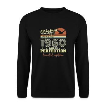 Born in September 1960 September - September 1960 - Unisex Sweatshirt - black - Front - Alina (178cm) & Michal (187cm)