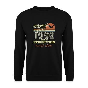 Born in September 1992 September - September 1992 - Unisex Sweatshirt - black - Front - Alina (178cm) & Michal (187cm)