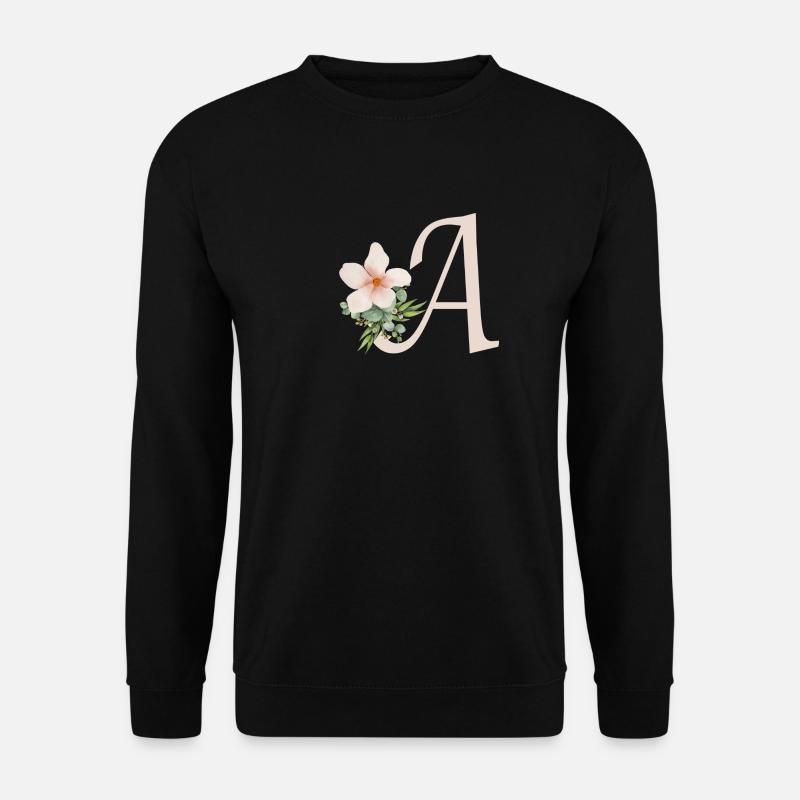 Buchstabe A mit Blume - Unisex Pullover - Schwarz