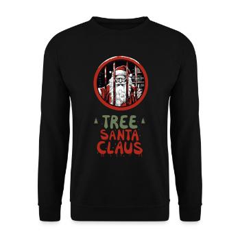 Free Santa Claus! - Oder hängt er doch im Baum? - Unisex Pullover - Schwarz - Vorne - Alina (178cm) & Michal (187cm)