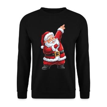 Dabbing Nikolaus Santa Claus Applaus Beifall - Unisex Pullover - Schwarz - Vorne - Alina (178cm) & Michal (187cm)