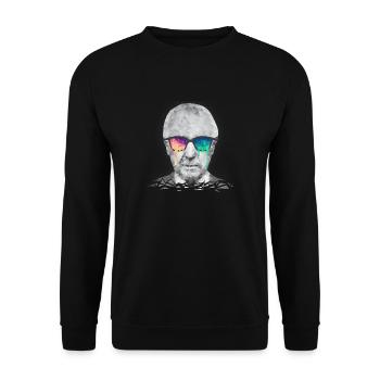 Albert Hofmann - Psychedelic Polygon Portrait - Unisex Pullover - Schwarz - Vorne - Alina (178cm) & Michal (187cm)