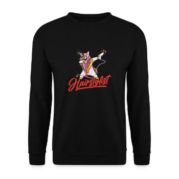 Hairstylist Hairdresser Gift Hairdresser Unicorn Hair - Unisex Sweatshirt - black - Front - Alina (178cm) & Michal (187cm)