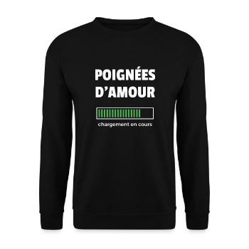 poignées d'amour - Sweat-shirt Unisexe - noir - Devant - Alina (178cm) & Michal (187cm)