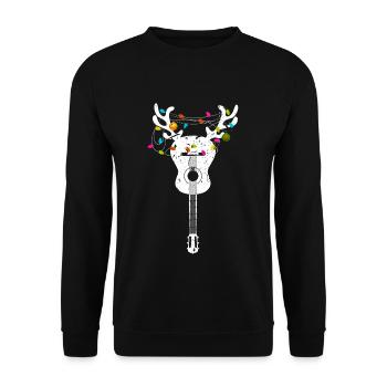 Xmas Guitarist Rentier Weihnachten Akustikgitarre - Unisex Pullover - Schwarz - Vorne - Alina (178cm) & Michal (187cm)