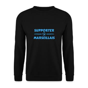 t-shirt marseille football supporter marseillais - Sweat-shirt Unisexe - noir - Devant - Alina (178cm) & Michal (187cm)