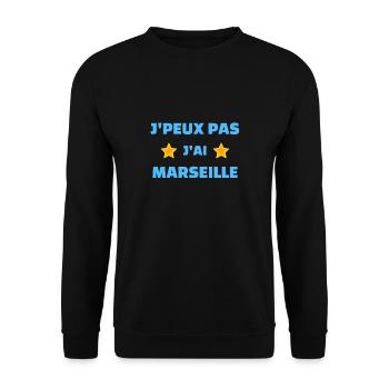 t-shirt marseille foot j'peux pas j'ai marseille - Sweat-shirt Unisexe - noir - Devant - Alina (178cm) & Michal (187cm)