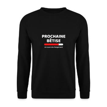 t-shirt humour prochaine bêtise en cours noel - Sweat-shirt Unisexe - noir - Devant - Alina (178cm) & Michal (187cm)