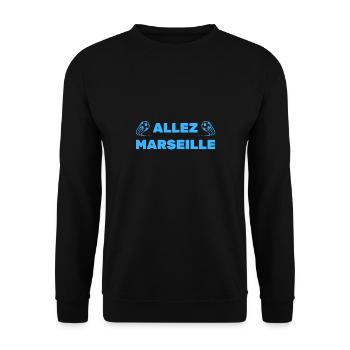 t-shirt foot allez marseille cadeau noel - Sweat-shirt Unisexe - noir - Devant - Alina (178cm) & Michal (187cm)