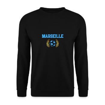 Weihnachtsgeschenk Marseille Fußball T-Shirt - Unisex Pullover - Schwarz - Vorne - Alina (178cm) & Michal (187cm)