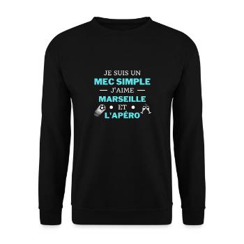 t shirt marseille foot apero humour j'aime - Sweat-shirt Unisexe - noir - Devant - Alina (178cm) & Michal (187cm)