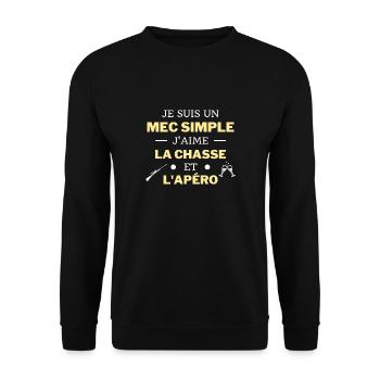 t shirt humour chasse apero mec simple j'aime - Sweat-shirt Unisexe - noir - Devant - Alina (178cm) & Michal (187cm)