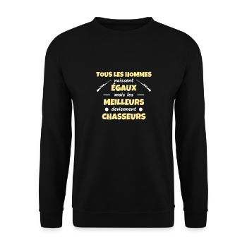 t shirt humour chasse meilleur chasseur cadeau - Sweat-shirt Unisexe - noir - Devant - Alina (178cm) & Michal (187cm)