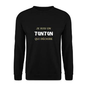 t shirt tonton qui dechire cadeau humour oncle - Sweat-shirt Unisexe - noir - Devant - Alina (178cm) & Michal (187cm)