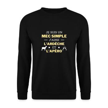 t shirt ardeche apero humour ardechois mec simple - Sweat-shirt Unisexe - noir - Devant - Alina (178cm) & Michal (187cm)