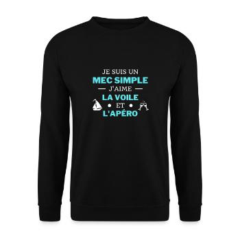t shirt humour voile apéro mec simple bateau drole - Sweat-shirt Unisexe - noir - Devant - Alina (178cm) & Michal (187cm)