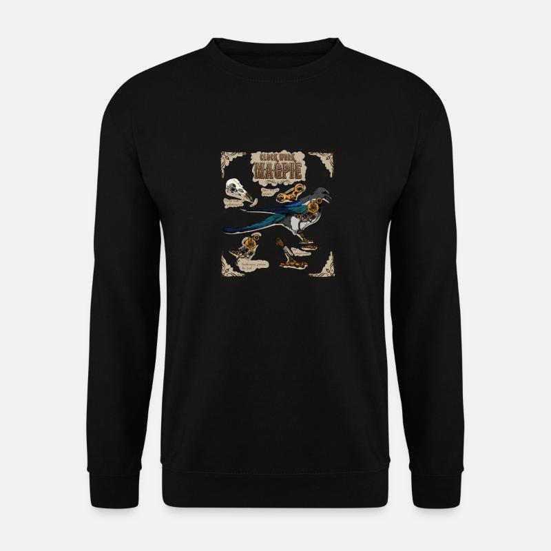 Steampunk Uhrwerk Magpie - Unisex Pullover - Schwarz