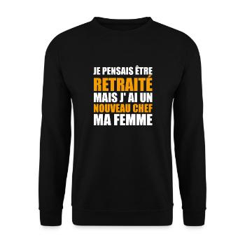 Retraite Humour Retraité Cadeau Homme Retraité - Sweat-shirt Unisexe - noir - Devant - Alina (178cm) & Michal (187cm)